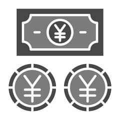 Obraz premium Yen Currency Greyscale Glyph Icon