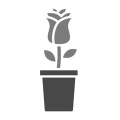 Flower Pot Greyscale Glyph Icon