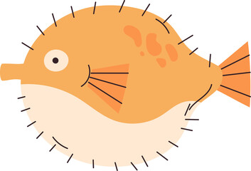 pufferfish sea animal cartoon art © swiitery