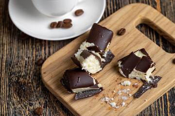 Sweet curd cheese made from milk with milk chocolate