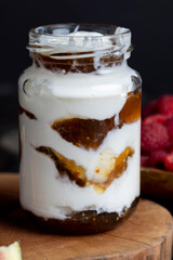 Yogurt made from milk with figs