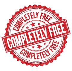 COMPLETELY FREE text on red round stamp sign