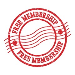 FREE MEMBERSHIP, text written on red postal stamp.