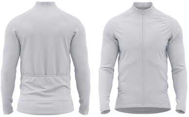 Cycle Jersey Long sleeve with full cover zipper at the front ( 3d rendered ) White