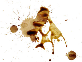 Coffee splatter spray, png stock photo file cut out and isolated on a transparent background