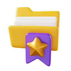 Bookmark folder isolated. File folder cute minimal icon concept. 3D render illustration.