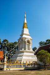 Fototapeta premium Stupa Relics and statue at Wat Phra That Bung Puan, Nong Khai province, Esan regions of Thailand