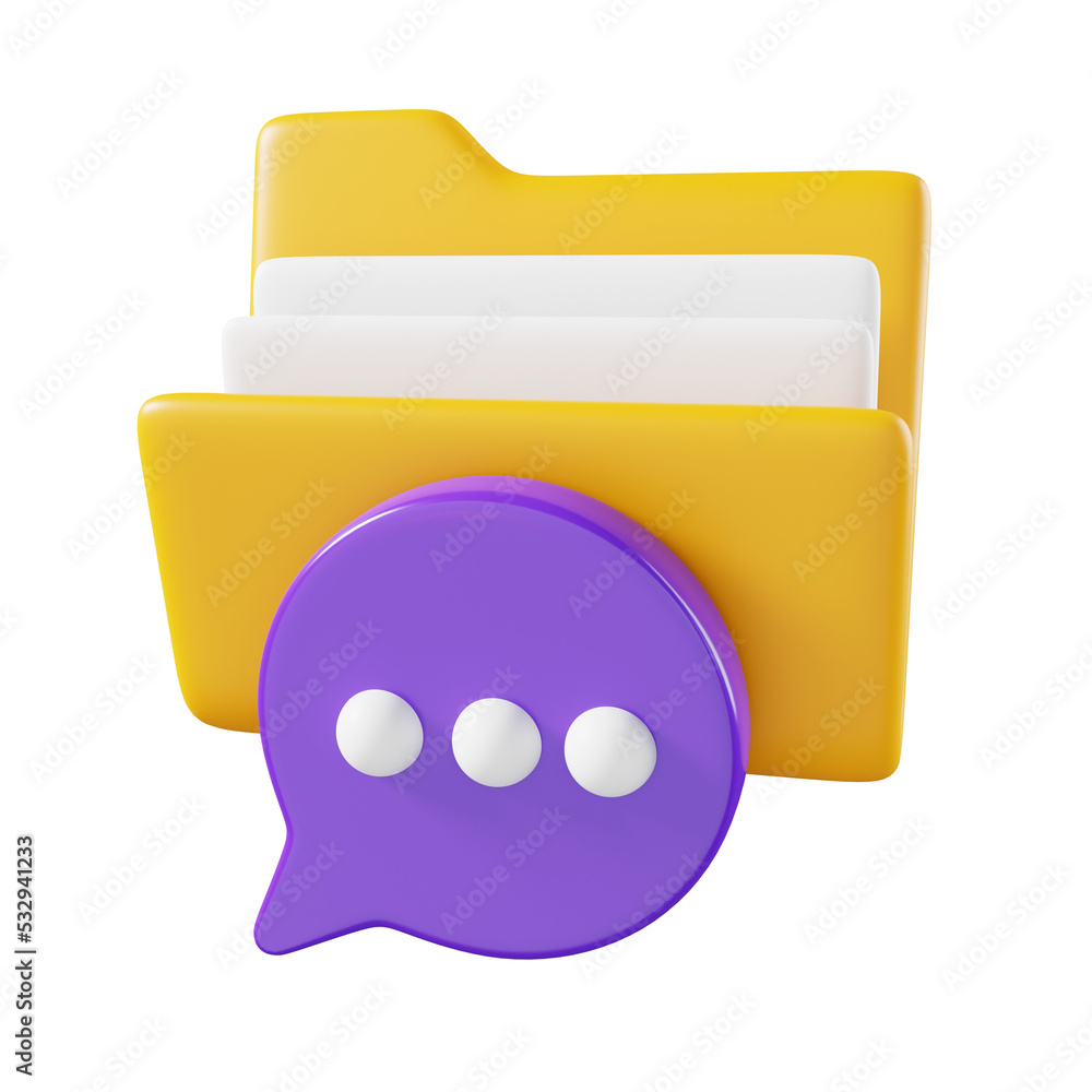Poster business message folder isolated. file folder cute minimal icon concept. 3d render illustration.