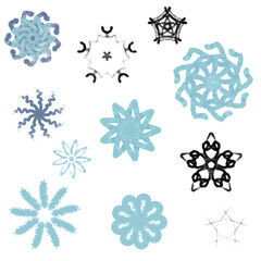 A set of Slavic symbols. Suns, stars and flowers, patterns on embroidery.