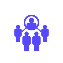 Coordinating people, coordinator icon, vector