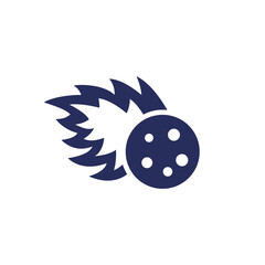 comet or meteor icon on white