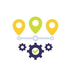 logistics optimization icon, flat vector