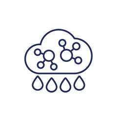 acid rain icon on white, line vector
