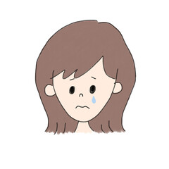 色鉛筆で描いたかわいい女性の悲しい泣き顔