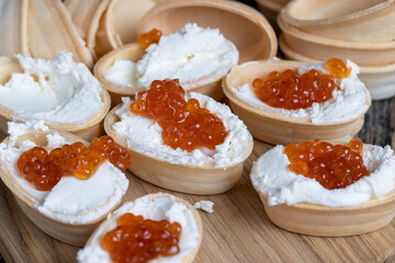 red salmon caviar during cooking