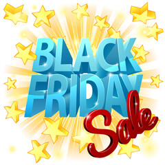 A Black Friday sale sign with stars concept