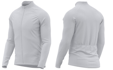 Cycle Jersey Long sleeve with full cover zipper at the front ( 3d rendered ) White