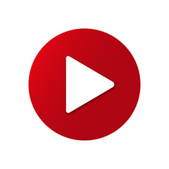 Vector Red Video Play Button flat Icon isolated on transparent background. 