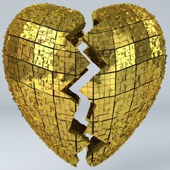 Golden Broken Heart Jewelry Style Design - 532944261
