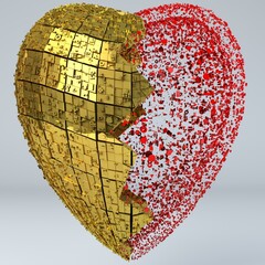 Golden Red Broken Heart Jewelry Style Design - 532944264