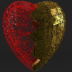Golden Red Broken Heart Jewelry Style Design - 532944270