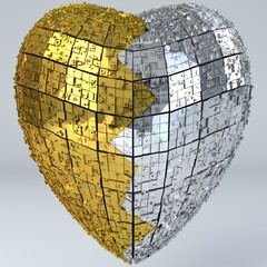 Golden Silver Broken Heart Jewelry Style Design - 532944286