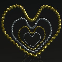 Golden Silver Hearts Exlcusive Fashion Jewelry Design - 532944431