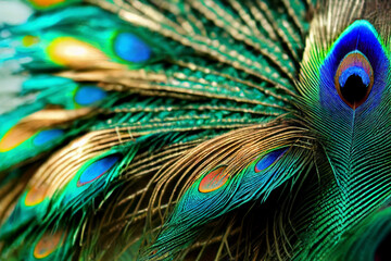 Peacock feather background. Abstract style background. Vintage natural pattern. Feather pattern. Exotic bird.