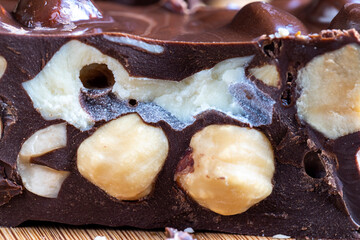 homemade chocolate with lots of hazelnuts