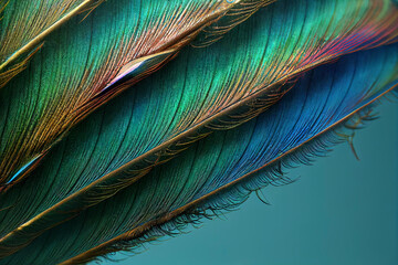 Close-up Peacocks, colorful details and beautiful peacock feathers.