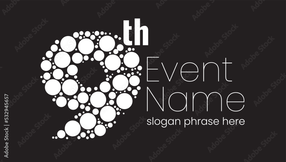 Poster annual event or summit title starting with a number of order made with random circles - 9th