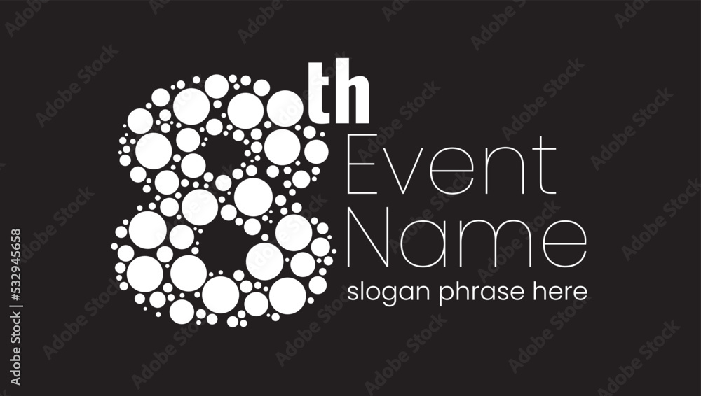 Poster annual event or summit title starting with a number of order made with random circles - 8th