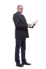Obraz na płótnie Canvas business man with a bundle of business documents.