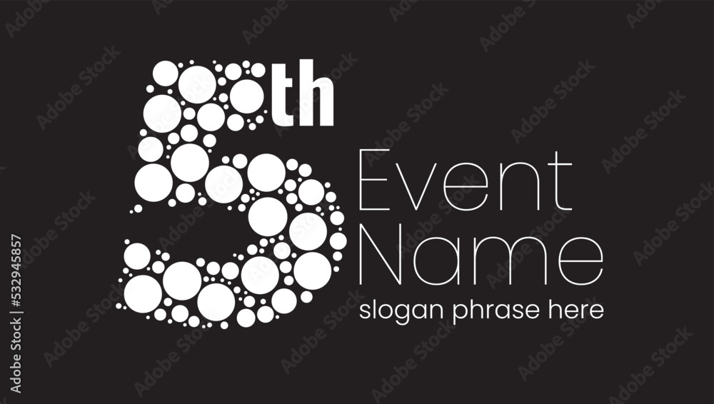 Poster annual event or summit title starting with a number of order made with random circles - 5th