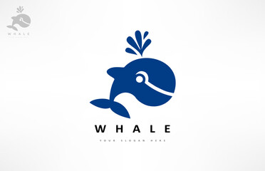 Whale logo vector. Animal marine mammals design.