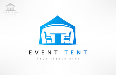 Event tent, table and chairs logo vector design