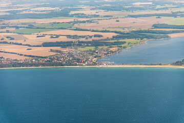 panorama flight over the baltic sea and island ruegen germany