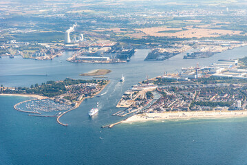 panorama flight over the baltic sea and island ruegen germany