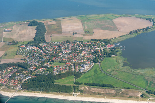 panorama flight over the baltic sea and island ruegen germany
