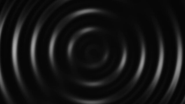 4k seamless loop animation. Business presentation background. 3d render background of dark black abstract pattern of liquid concentric ripples. 