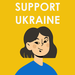 Ukraine Girl Vector Illustration. Woman Support Ukraine
