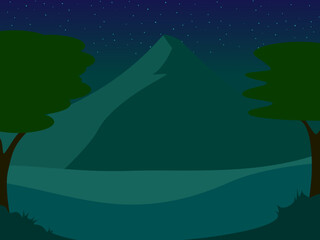 Natural scenery at night vector illustration