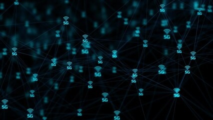 5g technology Icons. High speed wireless cellular network . 5G - 5th generation of mobile communication.  5G technology, advanced technology communication, 5th generation of technology communication.  - Powered by Adobe