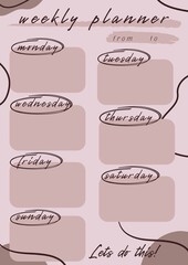 beige weekly planner