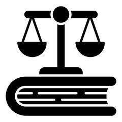 Conceptual solid design icon of law book