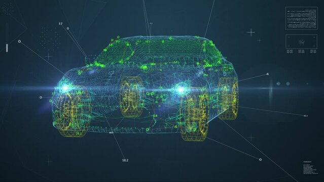 Car plexus animation UI. Automotive HUD visualization