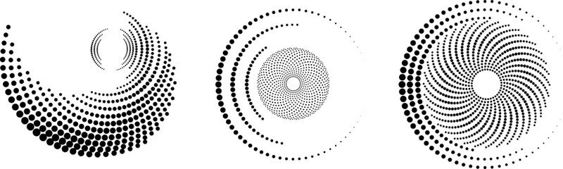 Halftone dots in circle form. round logo . vector dotted frame . design element