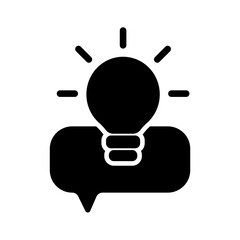 Technical support and problem solving by phone or online. Icon with message, chat and light bulb, symbol of support, solutions and customer assistance, consultation and service. Vector illustration