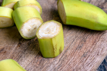 unripe green banana cut into pieces