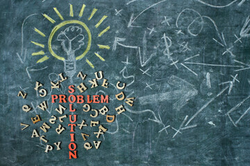 business concept, solving a problem or change the way of thinking concept,blackboard with letter...